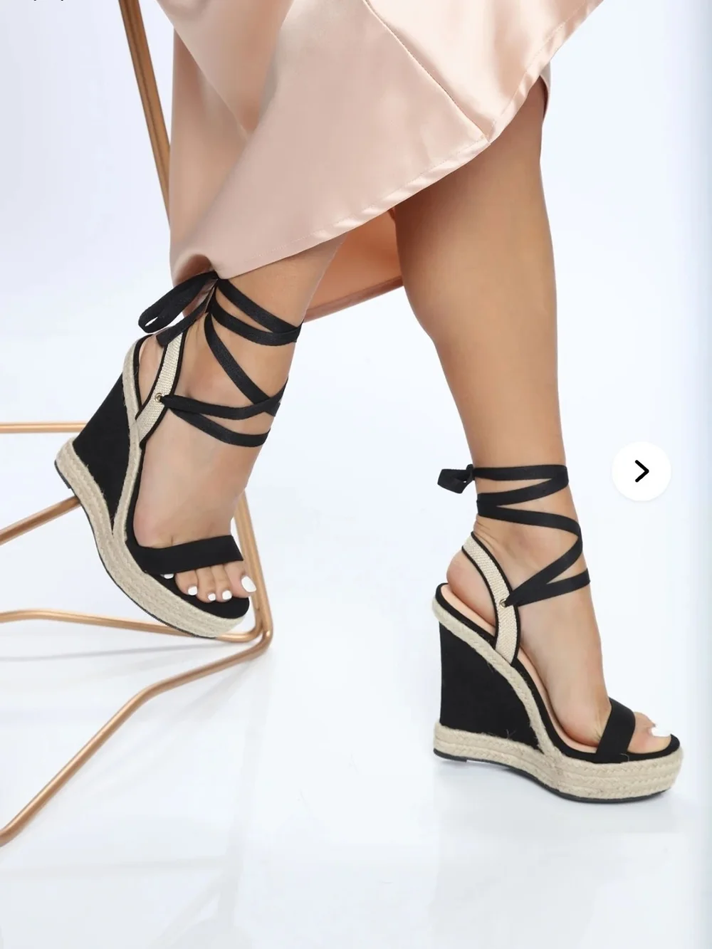 Women’s Black Espadrille Wedge Lace-Up Sandals